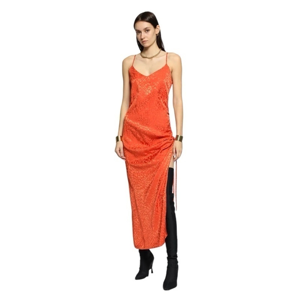 THE RANGE‎ Brick Leopard Satin Cinched Slipdress